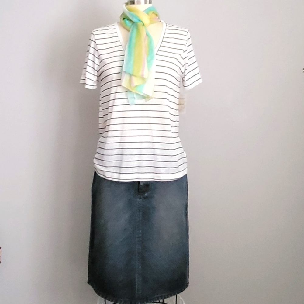 Lucky Brand Venice Burnout Striped white/off-white black. Size S/P.